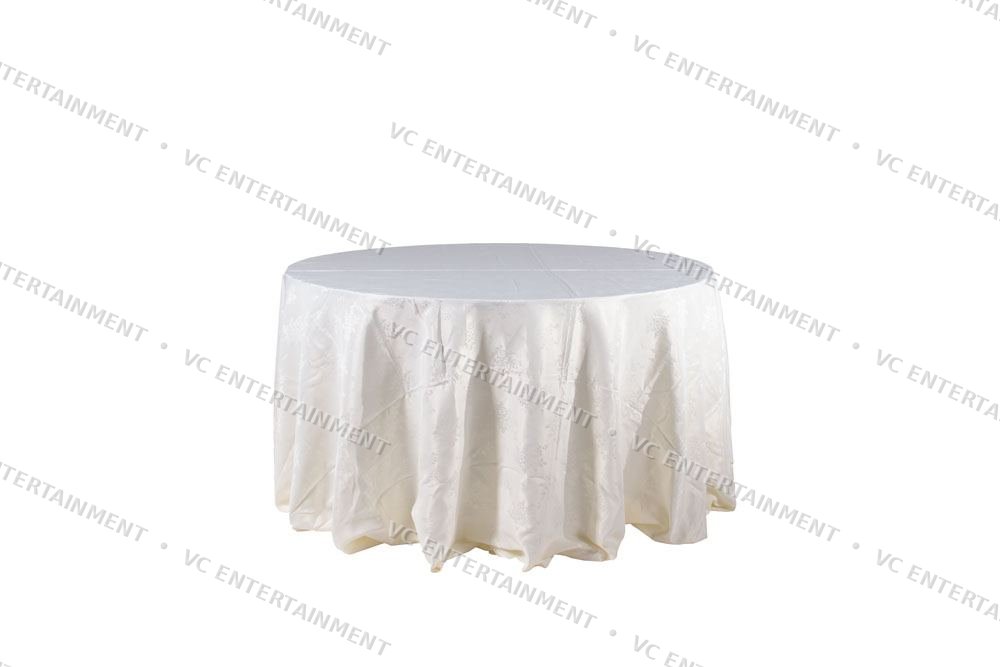 Plywood Round Table 6ft with 130in Damask - Cream