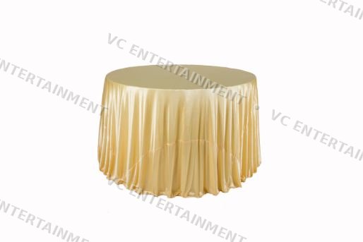 Plywood Round Table 5ft with 132in Cloth - Light Gold