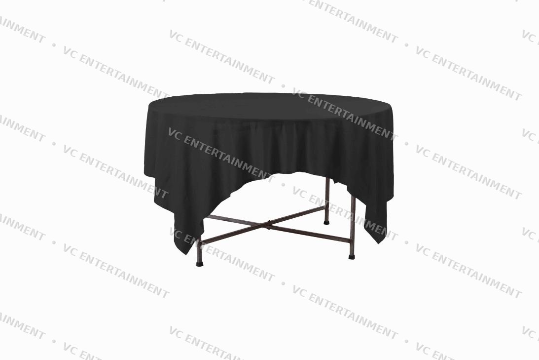 Banquet Round Table 4ft with 72in Cloth - Black