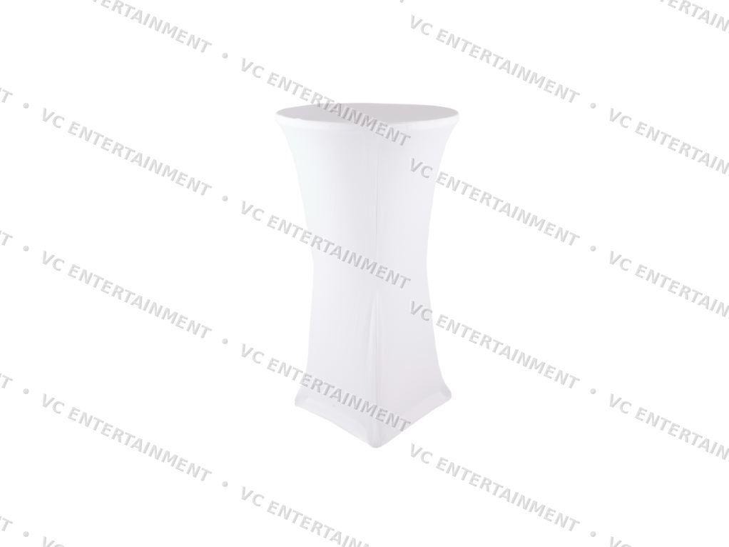 High Bar Table Aluminium Round with Spandex - White