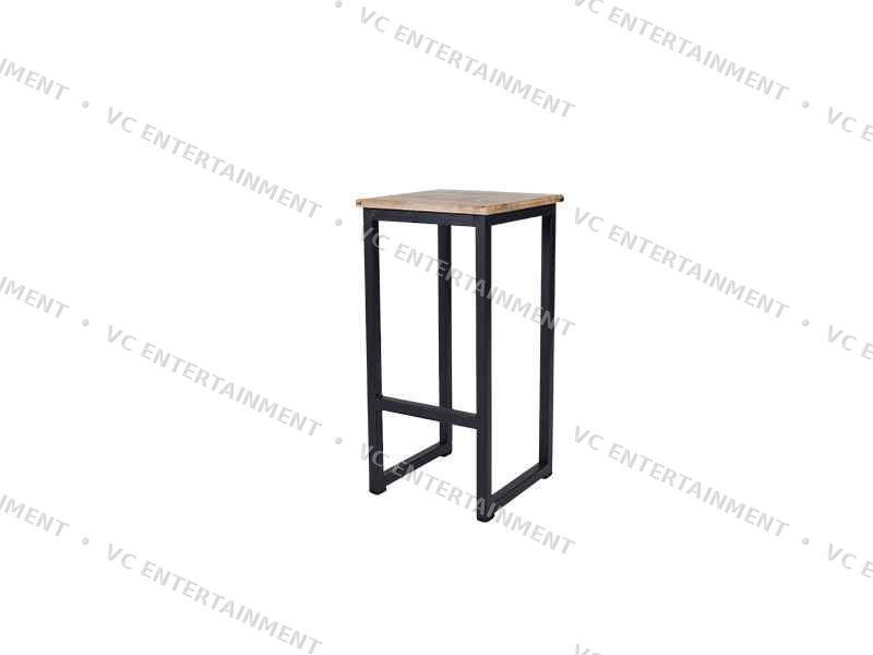 Wood Bar Stool - Black Chrome