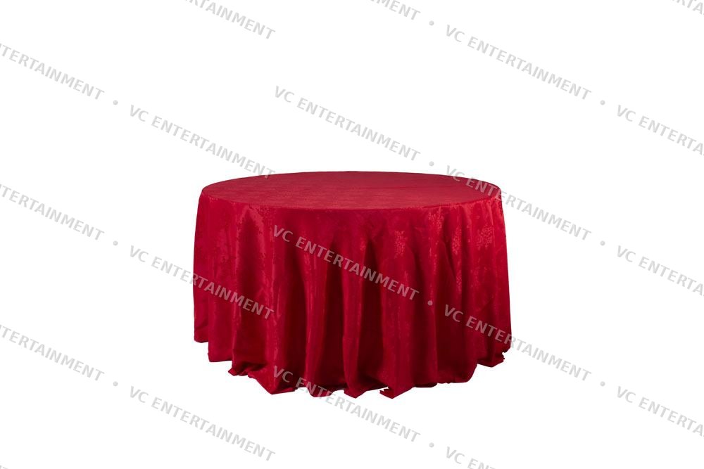 Plywood Round Table 5ft with 130in Damask