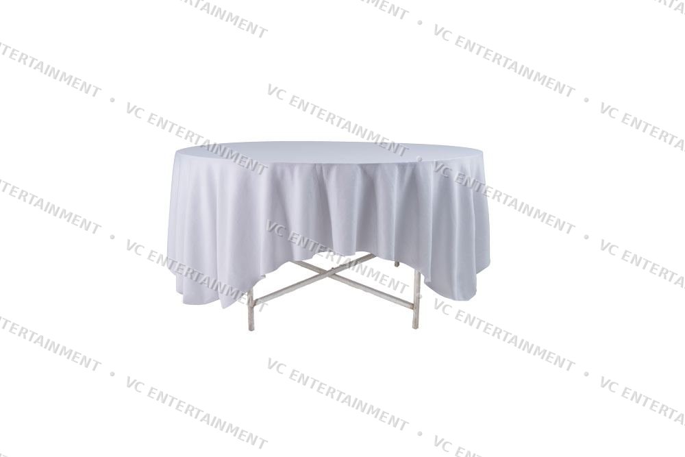 Plywood Round Table 5ft with 90in Cloth - White