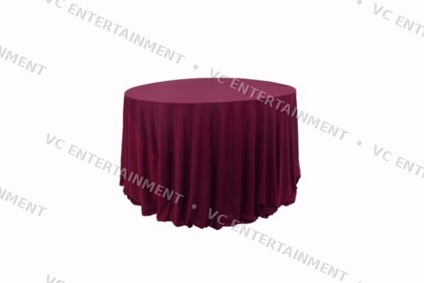 Plywood Round Table 5ft with 132in Cloth - Maroon