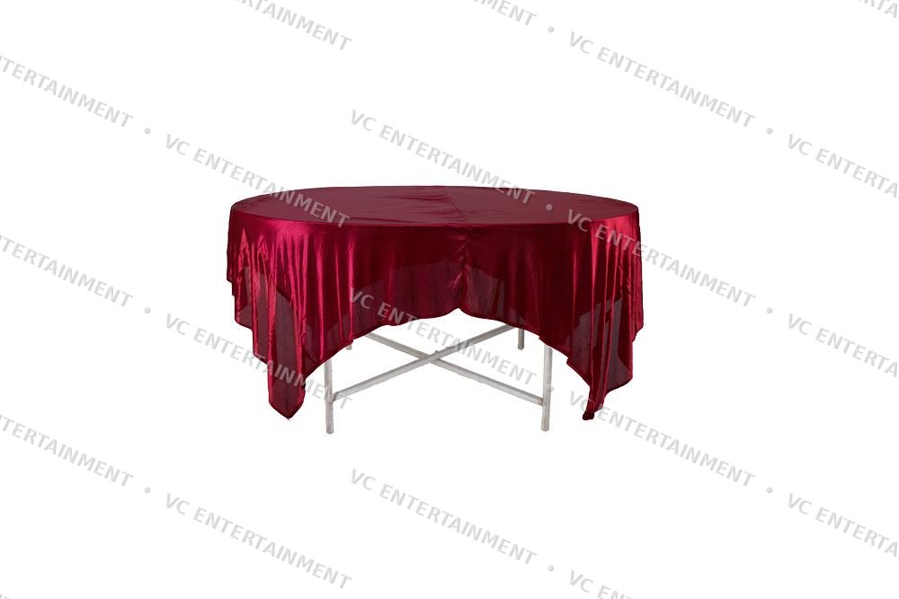 Plywood Round Table 5ft with 90in Cloth - Maroon