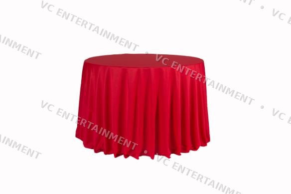 Plywood Round Table 5ft with 132in Cloth - Red